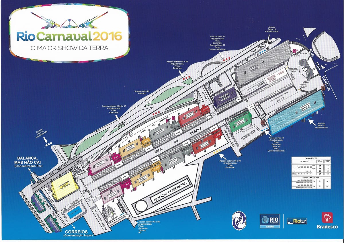 mappa di Rio carnevale