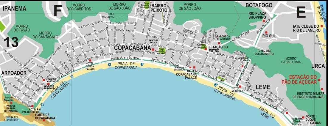 copacabana, Rio de Janeiro mappa