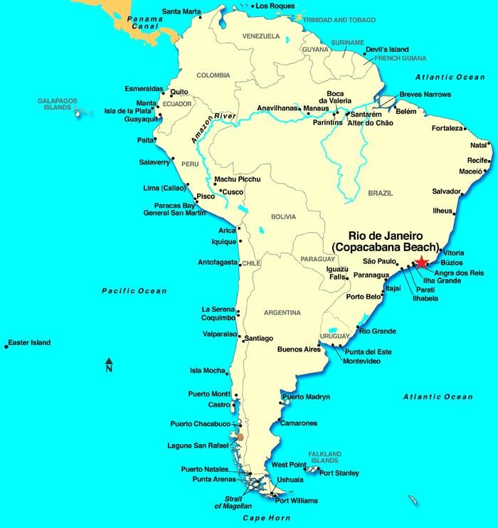 Rio de Janeiro mappa di sud america