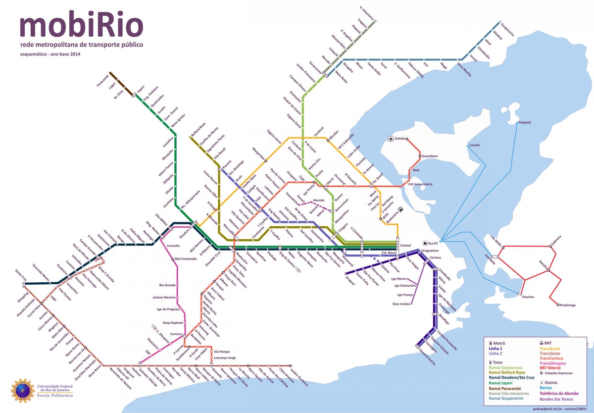 trasporto pubblico la mappa di Rio de Janeiro