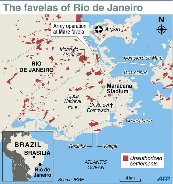 favela mappa di Rio de Janeiro