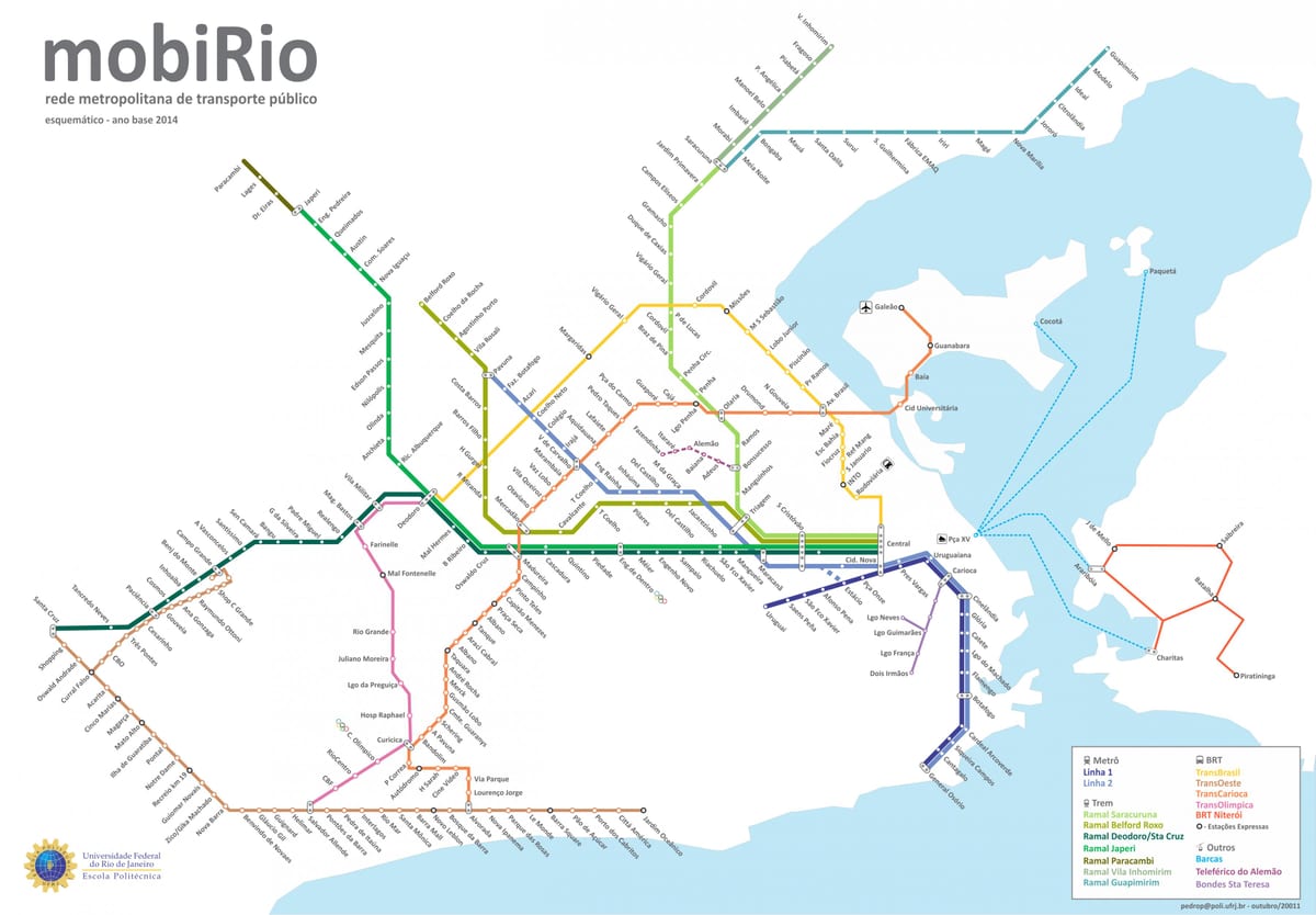 Degli autobus di Rio la mappa