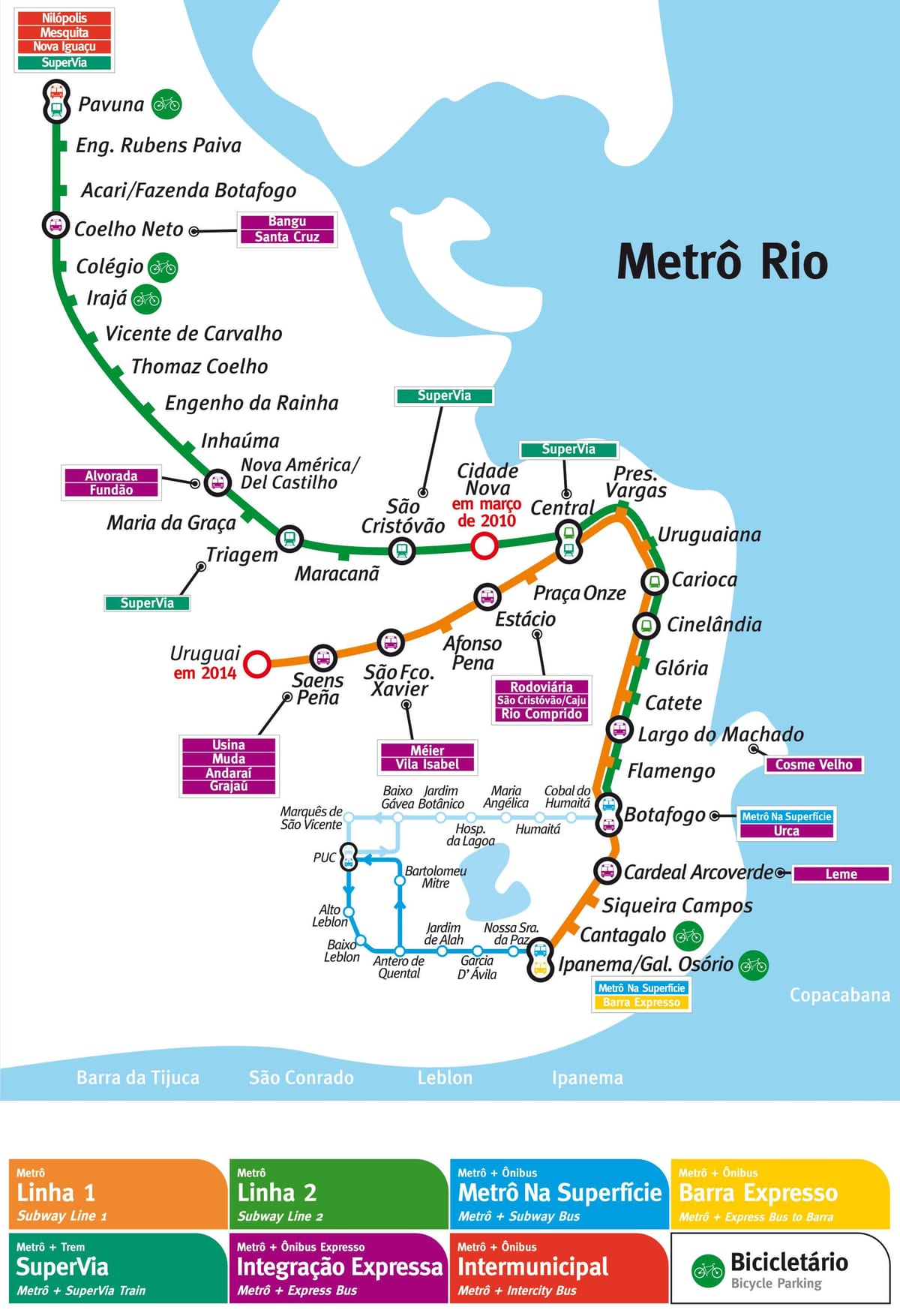 mappa della metropolitana di Rio de Janeiro