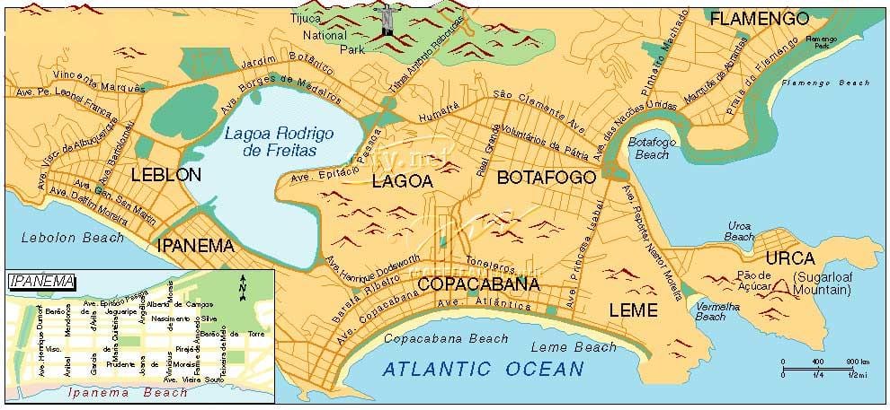 mappa delle spiagge di Rio de Janeiro