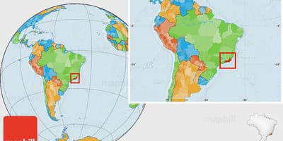 Mappa del mondo che mostra Rio