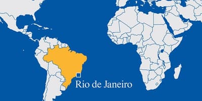 Mappa del mondo che mostra Rio de Janeiro